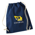 Embroidered Boys Personalised Name Digger Cotton Gymsac Custom Text School PE Bag Nursery Bag