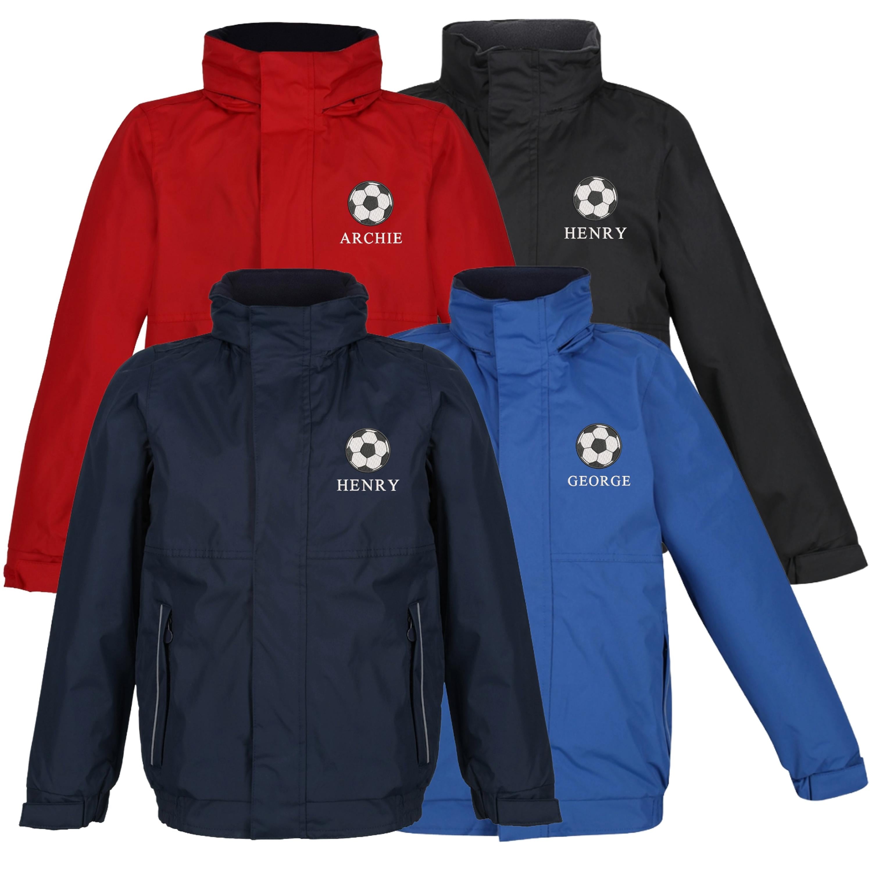 Embroidered Kids Regatta Dover Jacket Personalised Football Name Childrens Custom Text School Coat