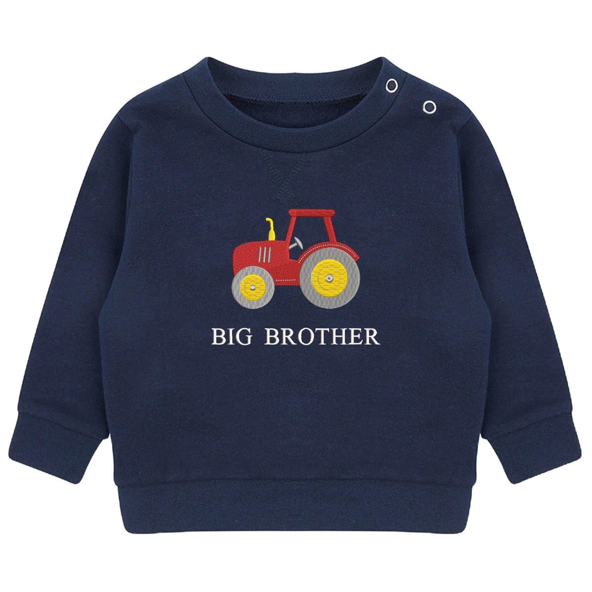 Embroidered Tractor Big & Little Brother Boys Sustainable Sweatshirts Navy Toddler Kids New Matching Siblings