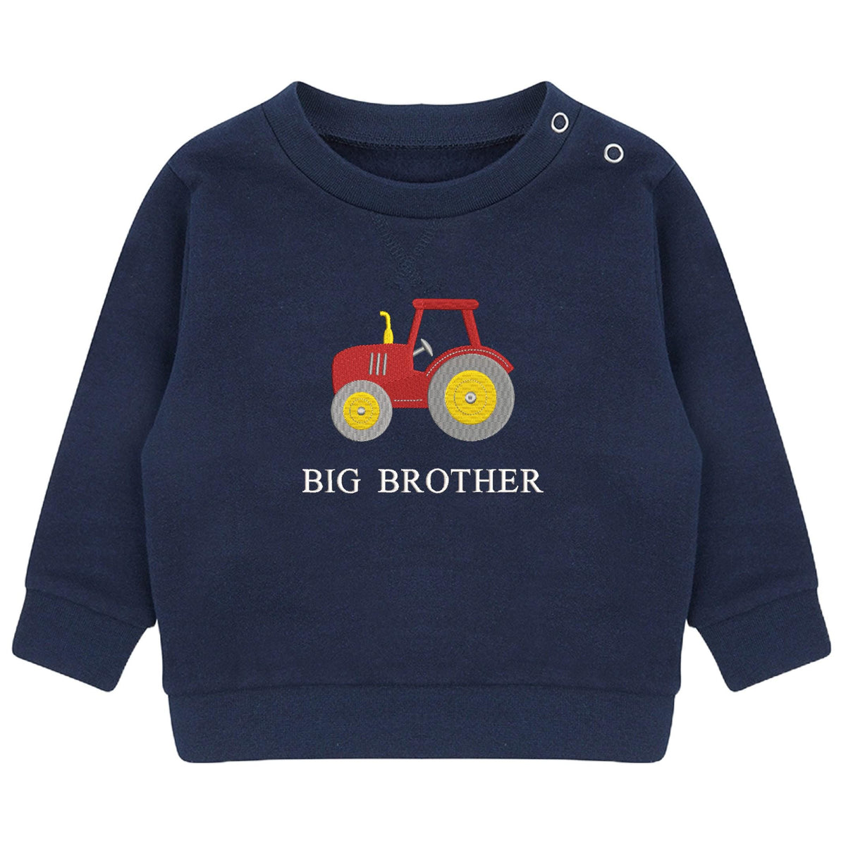 Embroidered Tractor Big & Little Brother Boys Sustainable Sweatshirts Navy Toddler Kids New Matching Siblings