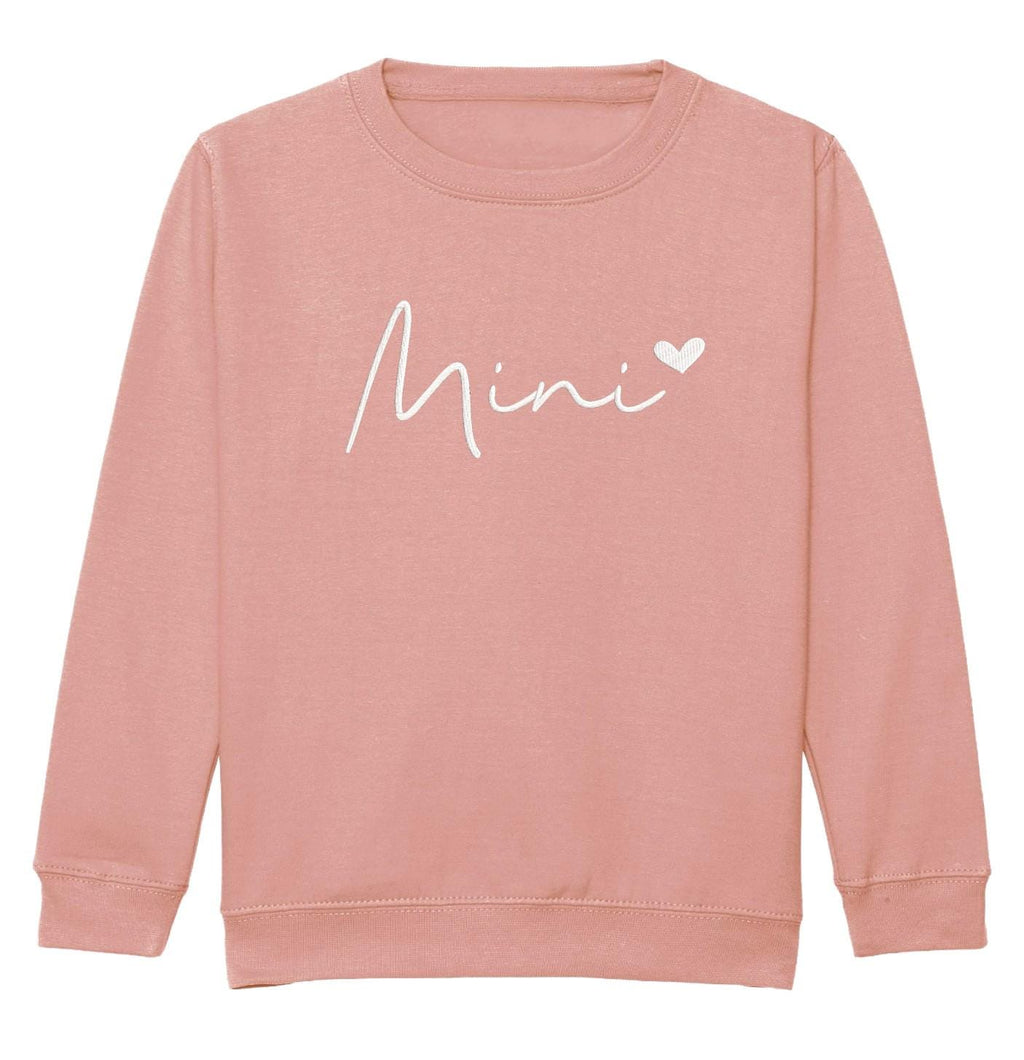 Embroidered Mama & Mini Sweatshirts Pink Matching Mummy Daughter Twinning Outfits