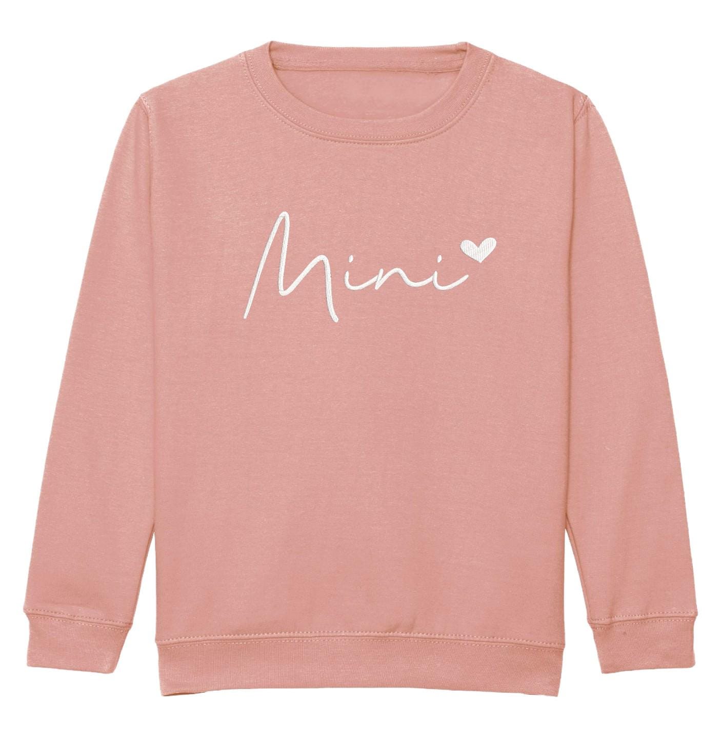 Embroidered Mama & Mini Sweatshirts Pink Matching Mummy Daughter Twinning Outfits