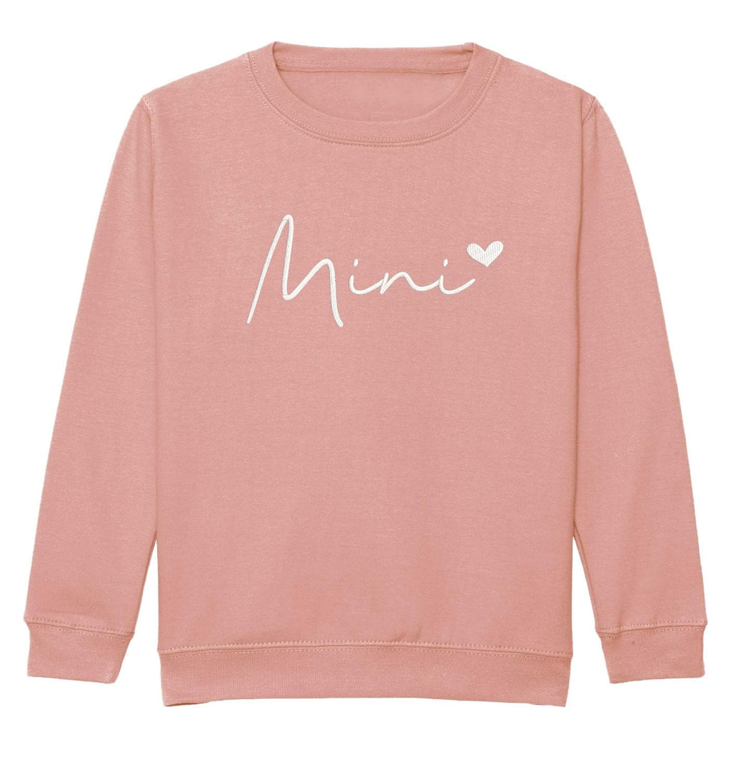 Embroidered Mama & Mini Sweatshirts Pink Matching Mummy Daughter Twinning Outfits
