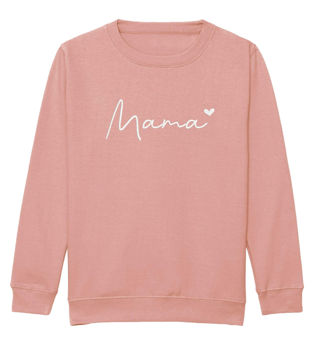 Embroidered Mama & Mini Sweatshirts Pink Matching Mummy Daughter Twinning Outfits