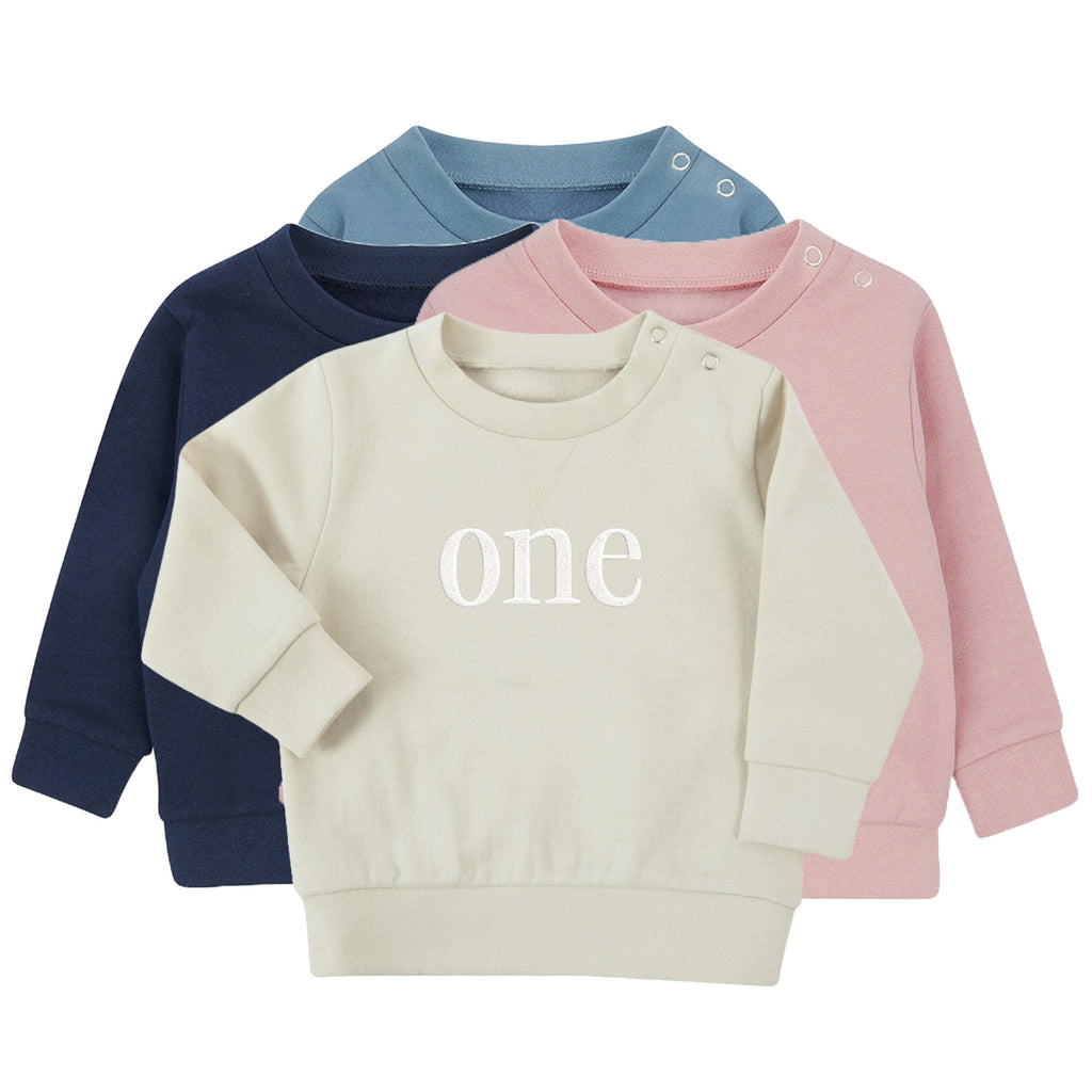 Embroidered One 1st Birthday Boys & Girls Sustainable Sweatshirts Baby Toddler Gift