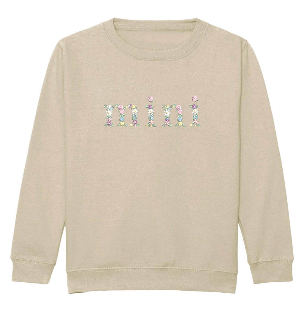 Embroidered Mama & Mini Floral Sweatshirts Sand Matching Mummy Daughter Twinning Outfits