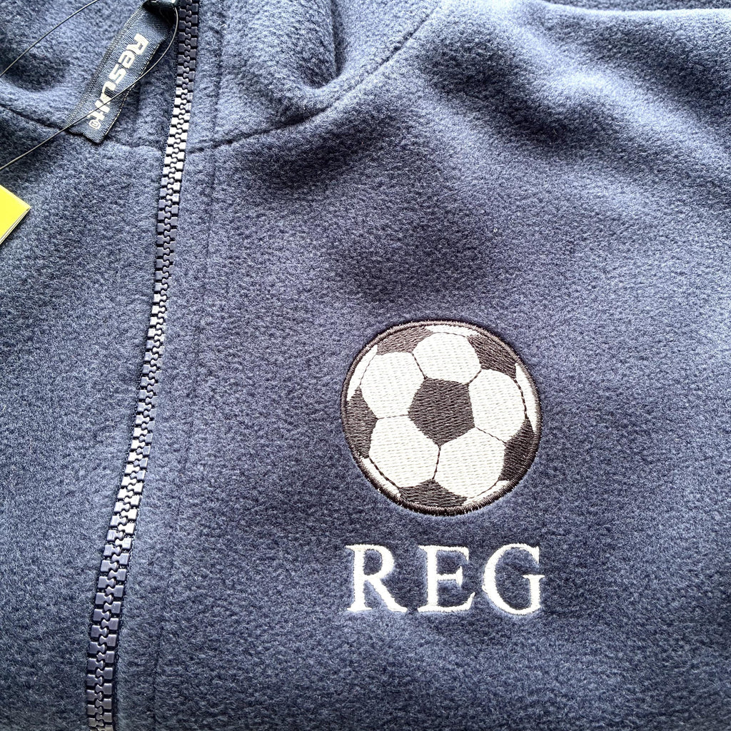 Embroidered Football Personalised Name Boys Fleece Bodywarmer Kids Jacket Custom Text School Coat