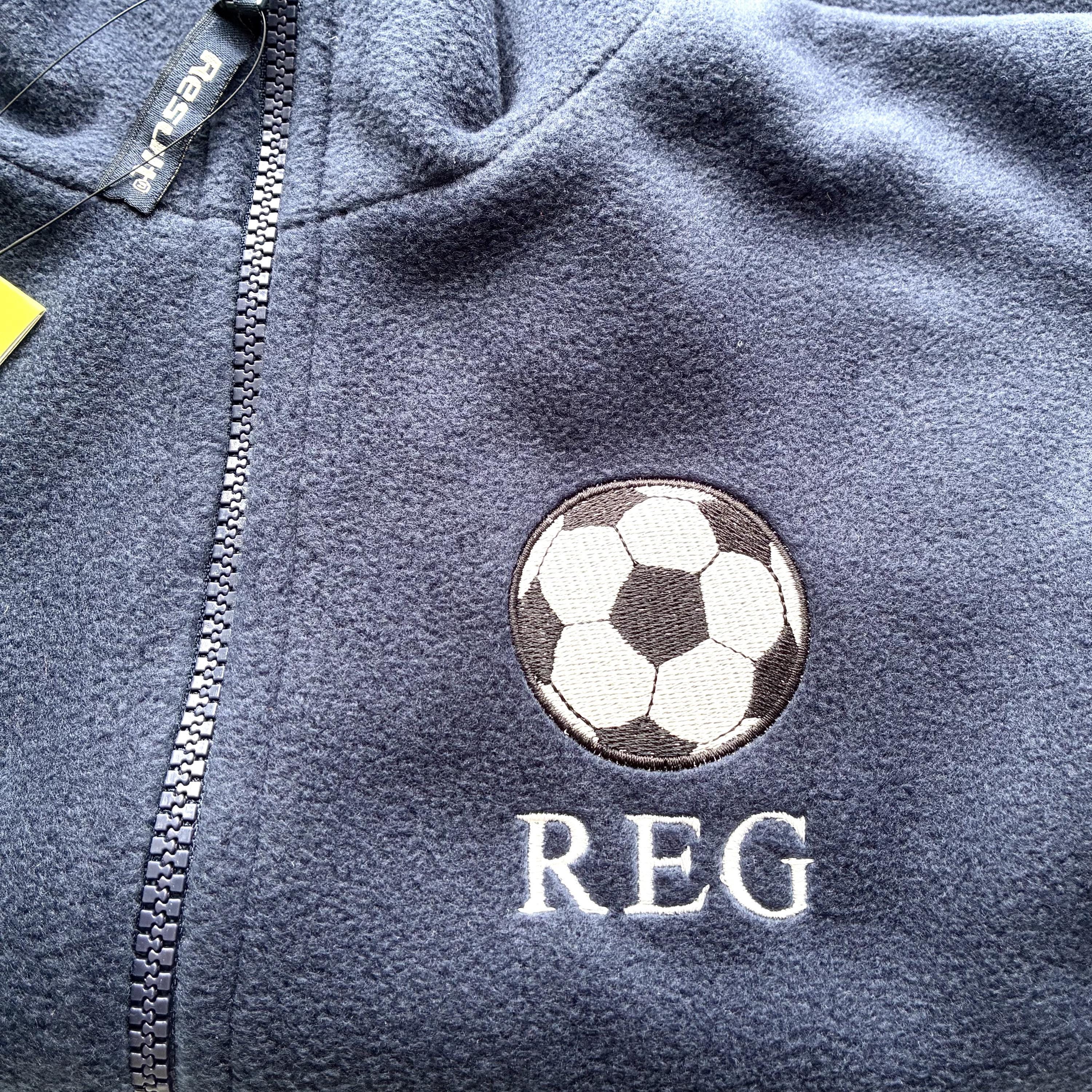 Embroidered Football Personalised Name Boys Fleece Bodywarmer Kids Jacket Custom Text School Coat