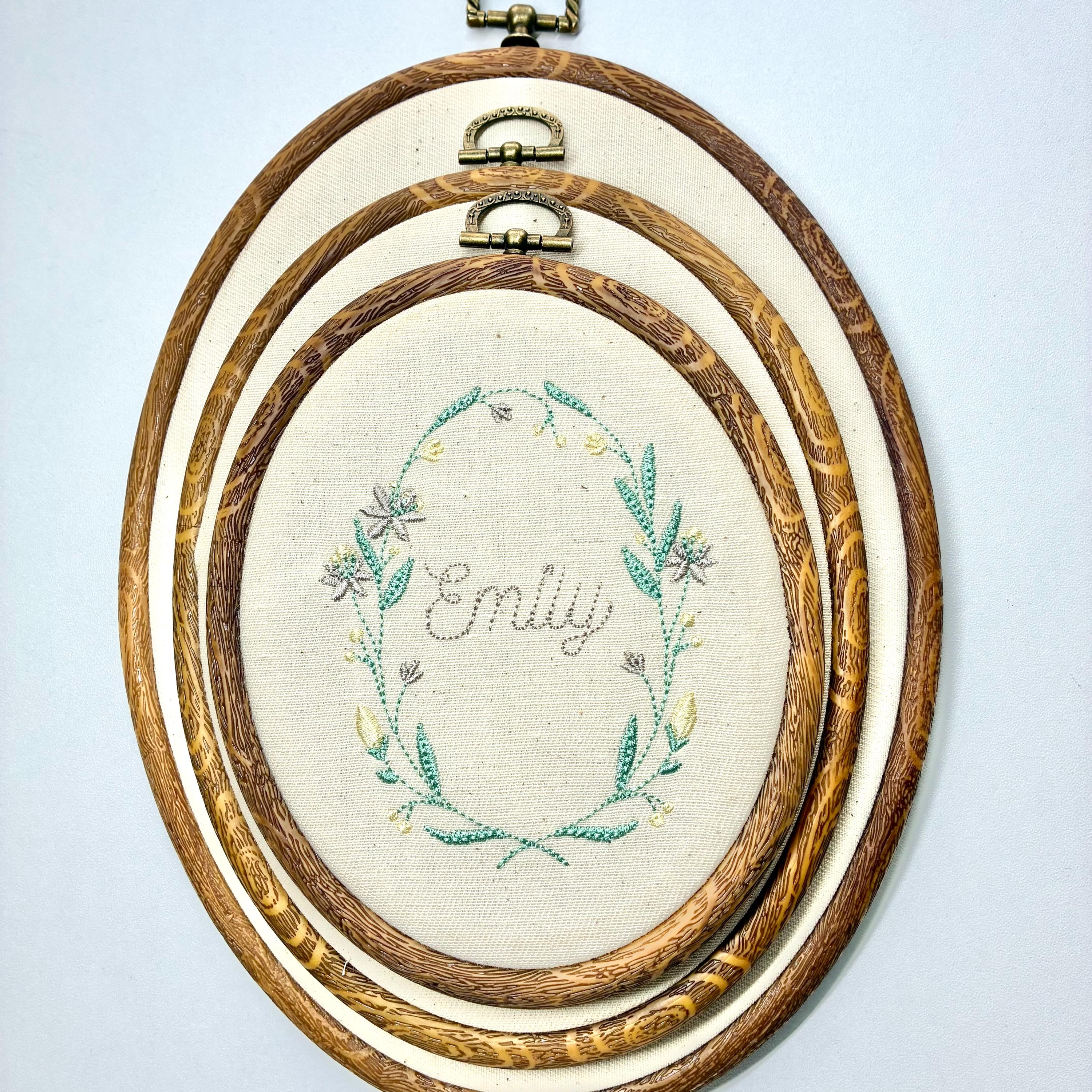 Personalised Floral Embroidery Hoop – Custom Name Embroidered Vintage Art Nursery Decor Baby Shower Birth Announcement Gift