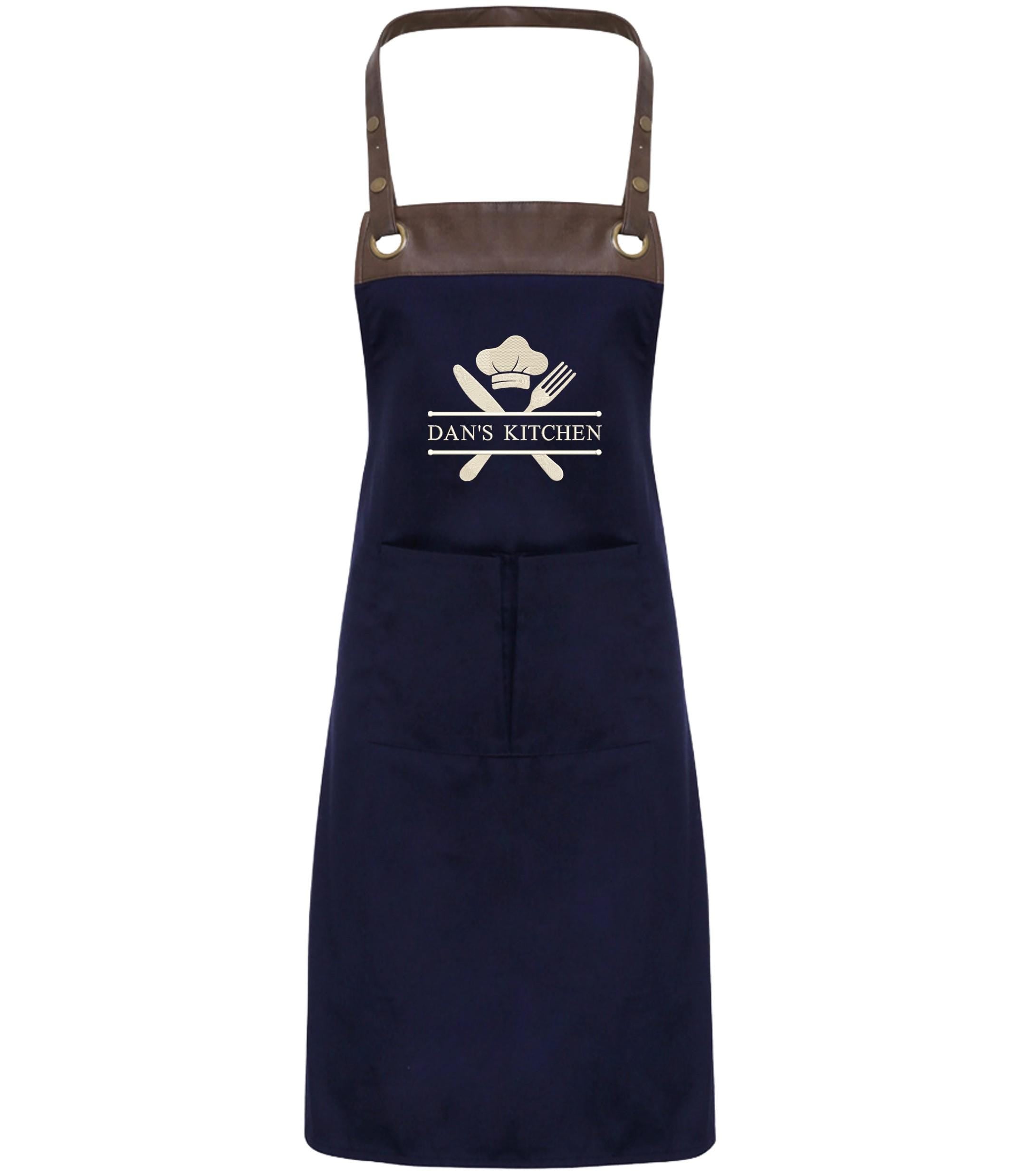 Embroidered Personalised Name Chef Apron Custom Text Kitchen Baking BBQ Gift
