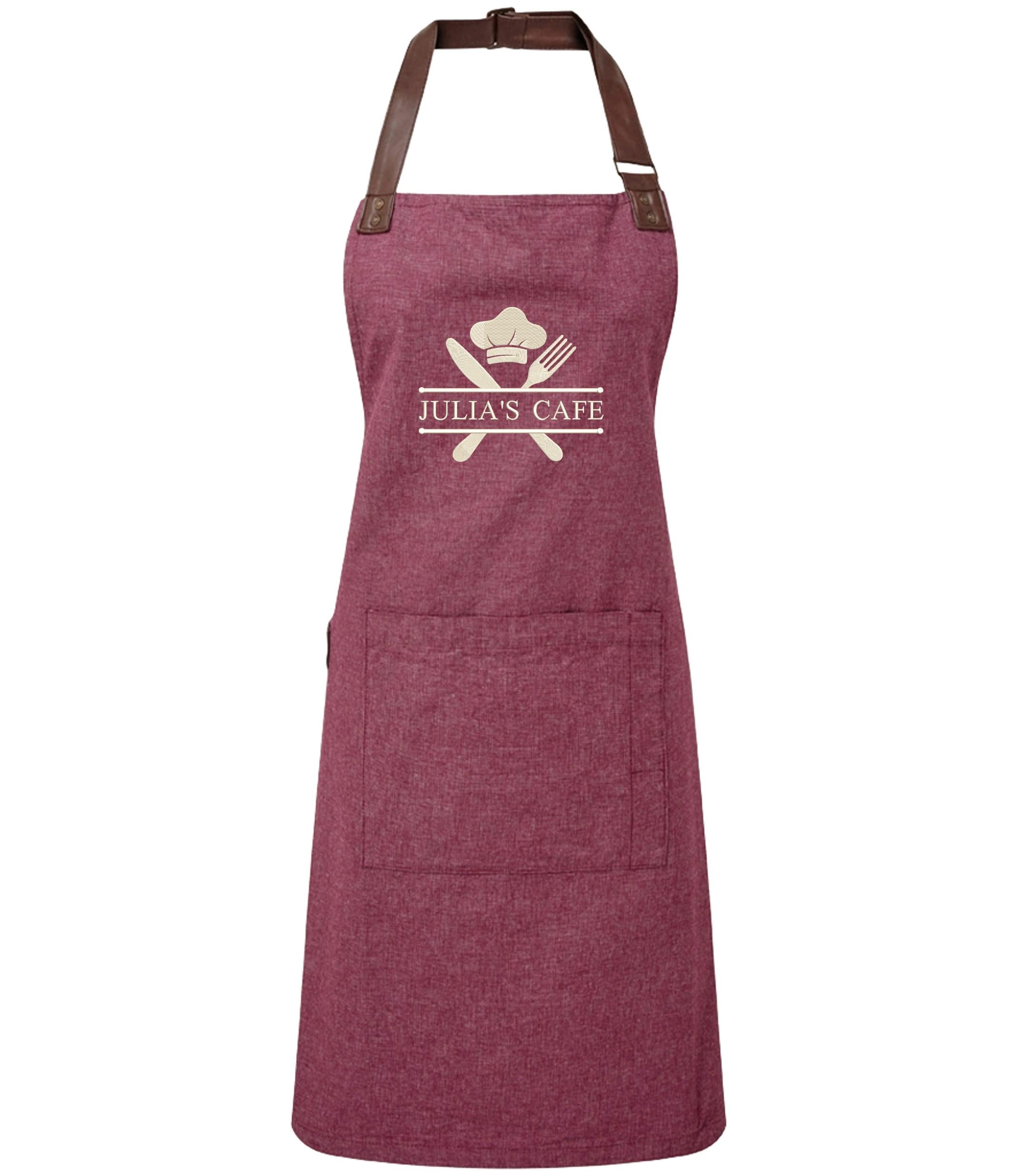 Embroidered Personalised Name Chef Apron Custom Text Kitchen Baking BBQ Gift