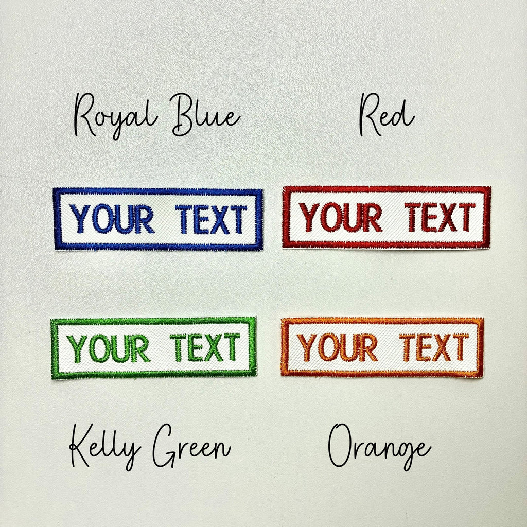 Personalised Embroidered Text Patch Iron On & Sew On Custom Name Badge (P9)