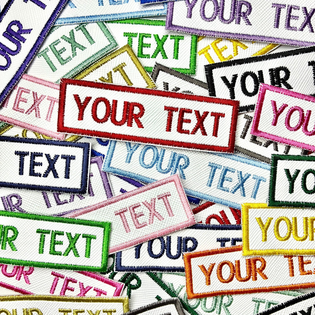 Personalised Embroidered Text Patch Iron On & Sew On Custom Name Badge (P9)