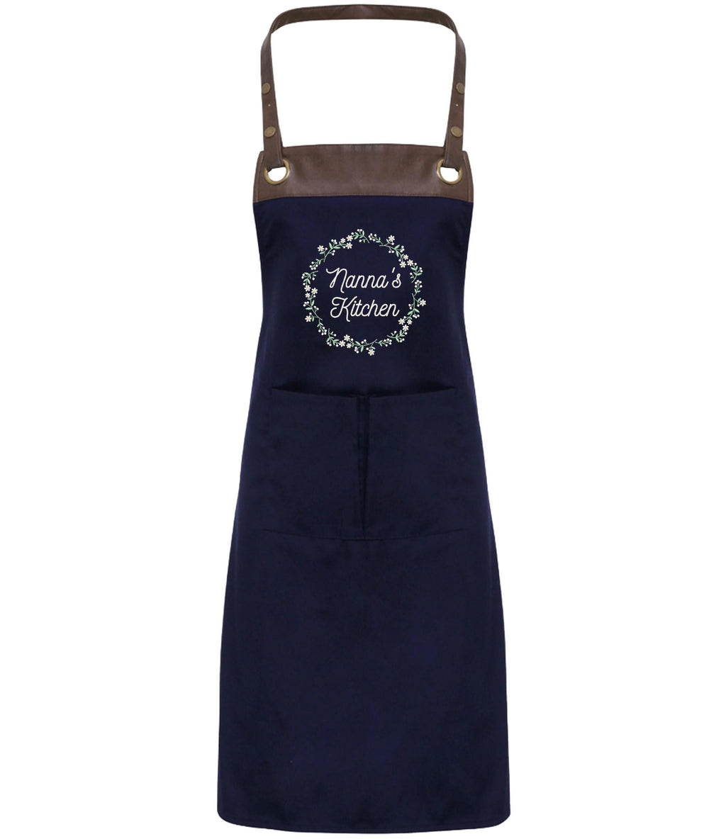 Embroidered Personalised Name Floral Wreath Apron Custom Text Kitchen Baking Gift
