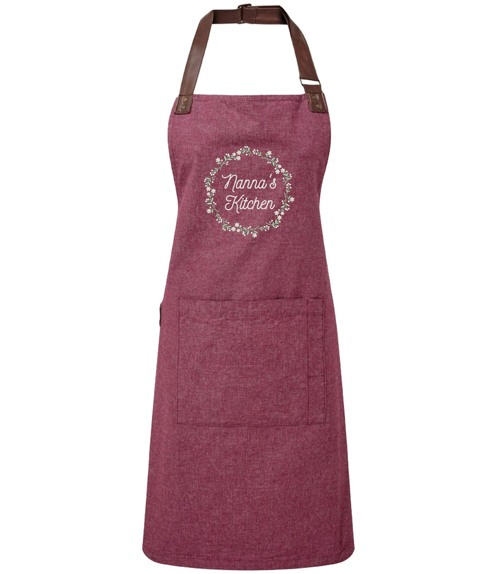 Embroidered Personalised Name Floral Wreath Apron Custom Text Kitchen Baking Gift