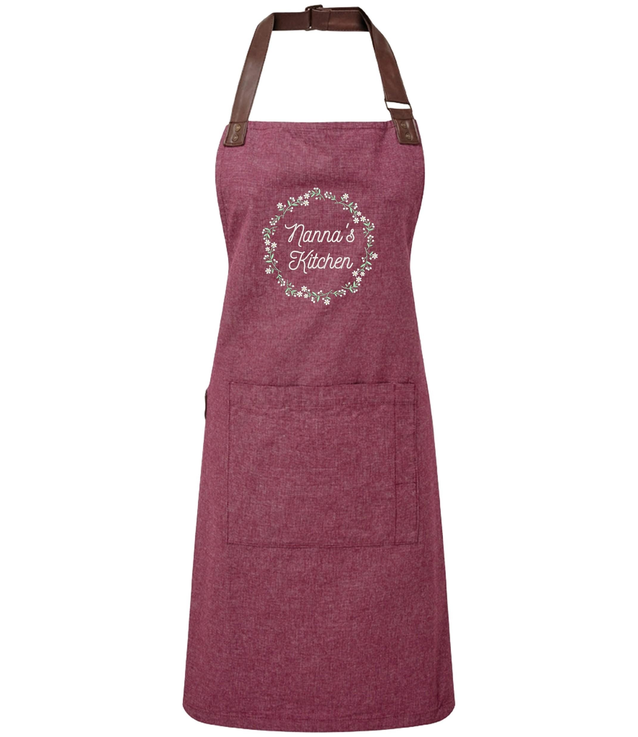 Embroidered Personalised Name Floral Wreath Apron Custom Text Kitchen Baking Gift