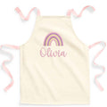 Embroidered Girls Personalised Name Pink Rainbow Craft Apron Fairtrade Cotton Kitchen Baking Gift