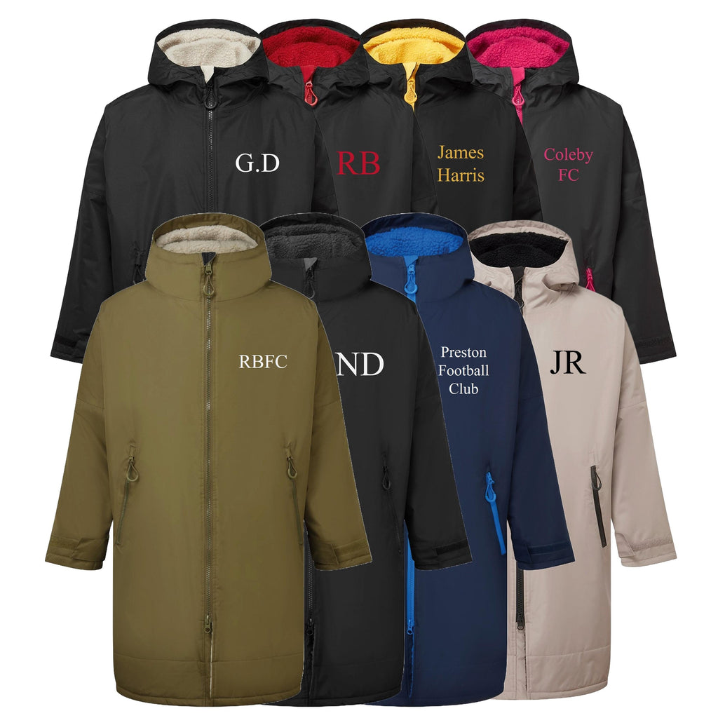 Personalised Sherpa Fleece Waterproof Dry Changing Robe (Kids & Adults Sizes) Custom Football Club Team Initials