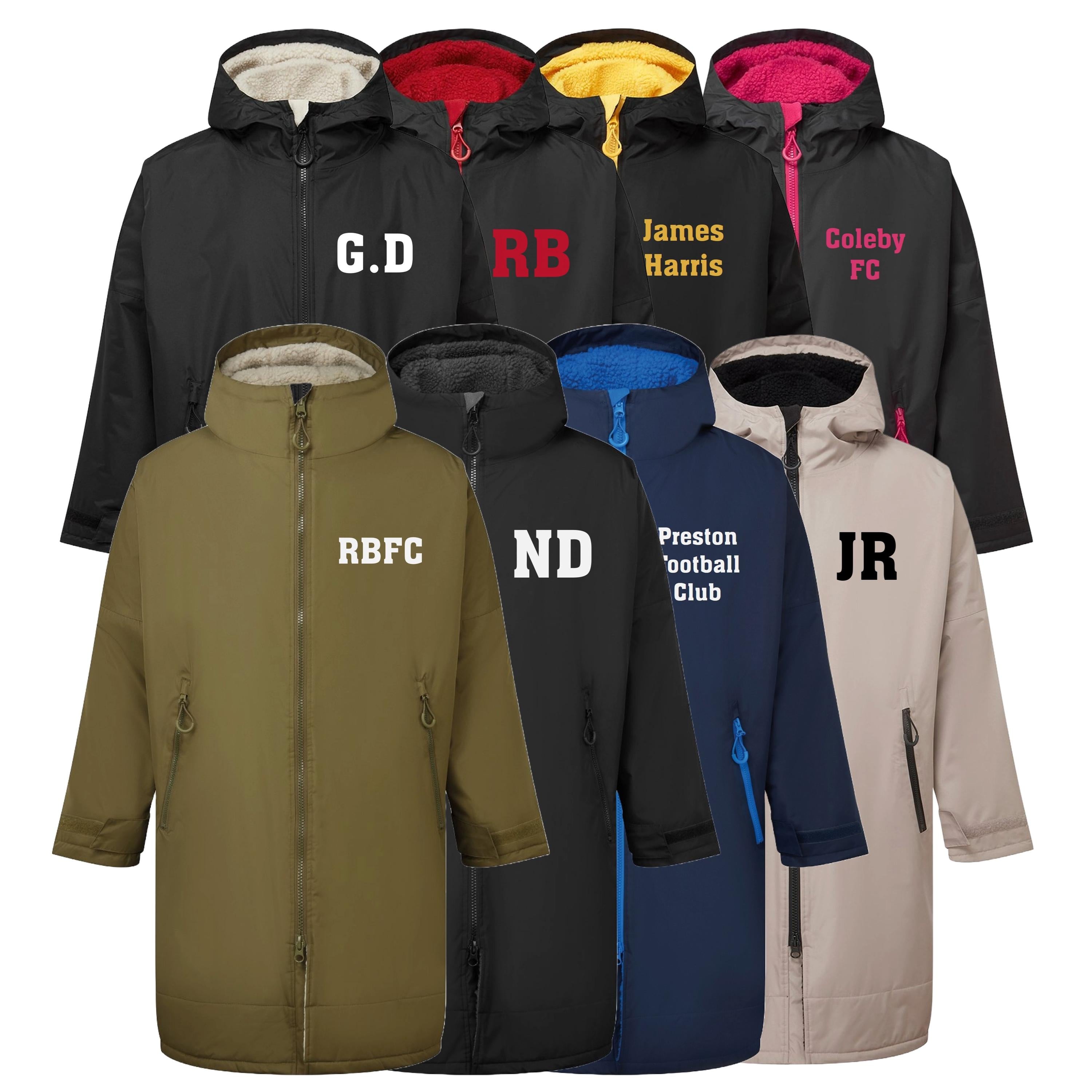 Personalised Sherpa Fleece Waterproof Dry Changing Robe (Kids & Adults Sizes) Custom Football Club Team Initials