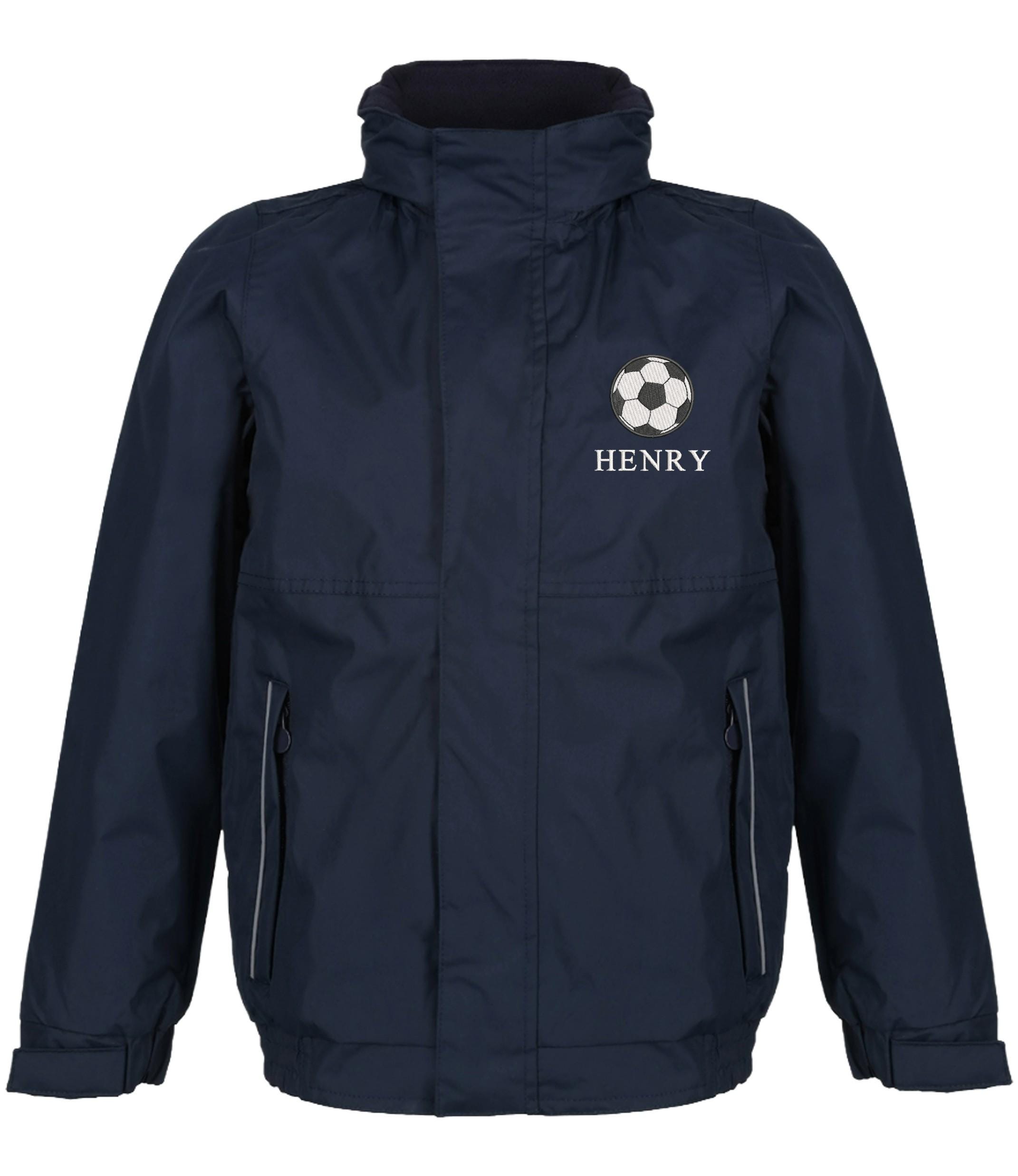 Embroidered Kids Regatta Dover Jacket Personalised Football Name Childrens Custom Text School Coat