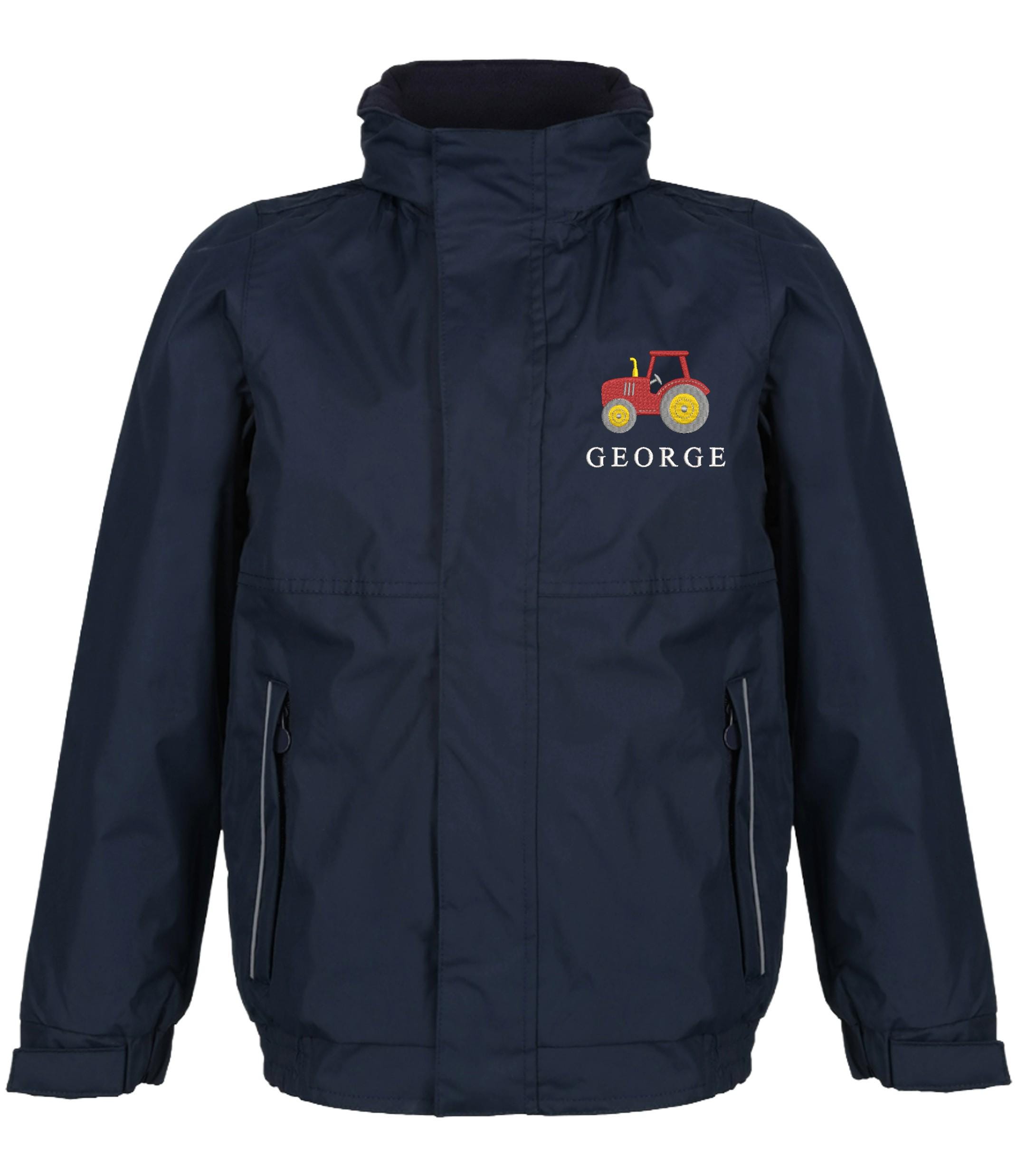 Embroidered Kids Regatta Dover Jacket Personalised Tractor Name Childrens Custom Text School Coat