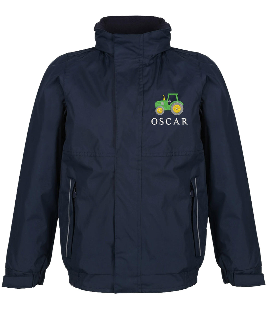 Embroidered Kids Regatta Dover Jacket Personalised Tractor Name Childrens Custom Text School Coat