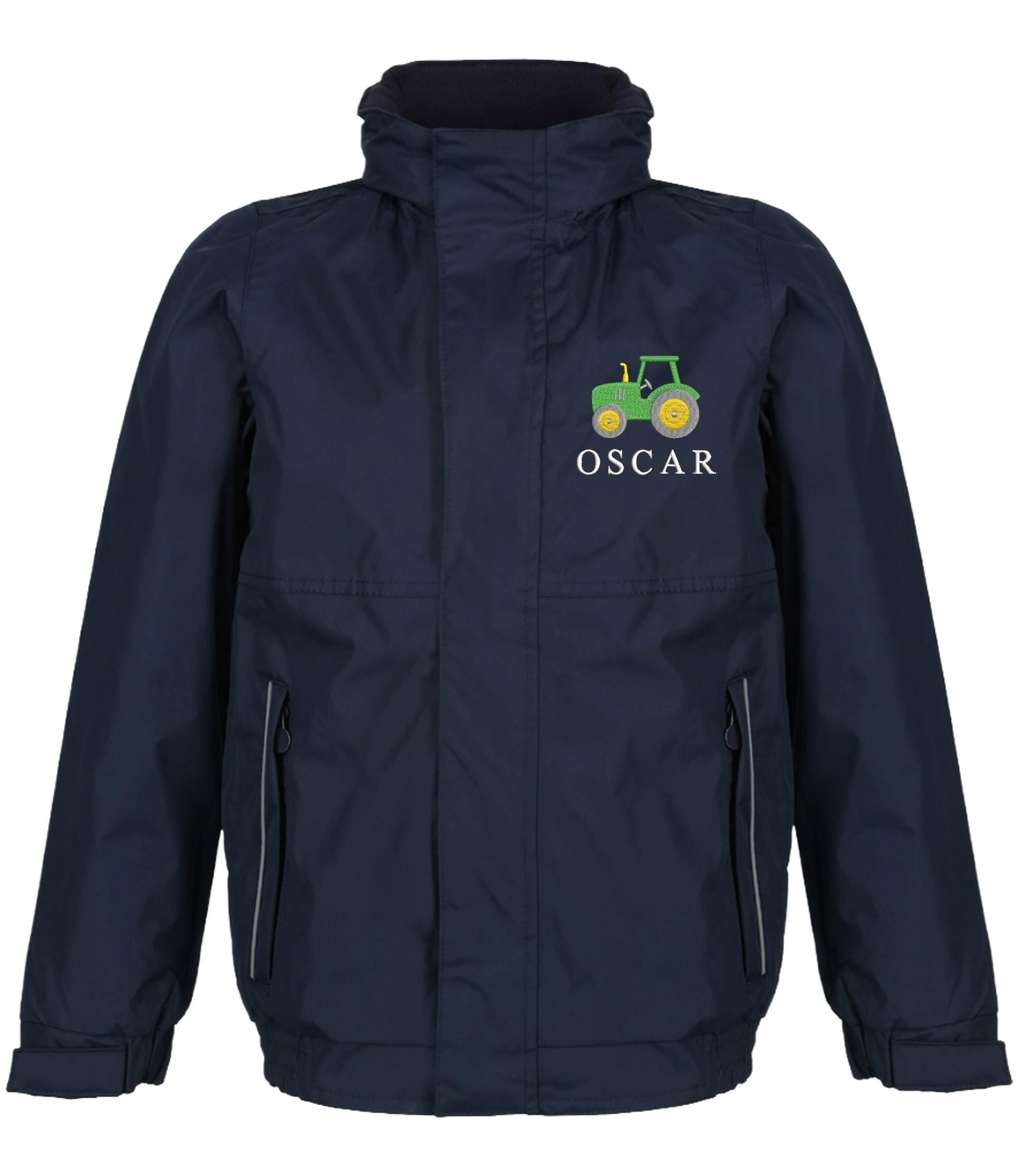 Embroidered Kids Regatta Dover Jacket Personalised Tractor Name Childrens Custom Text School Coat