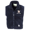 Embroidered Cow Personalised Name Kids Fleece Bodywarmer Jacket Navy Custom Farm Animals Coat