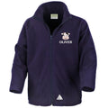 Embroidered Cow Personalised Name Kids Fleece Jacket Navy Custom Farm Animals Coat