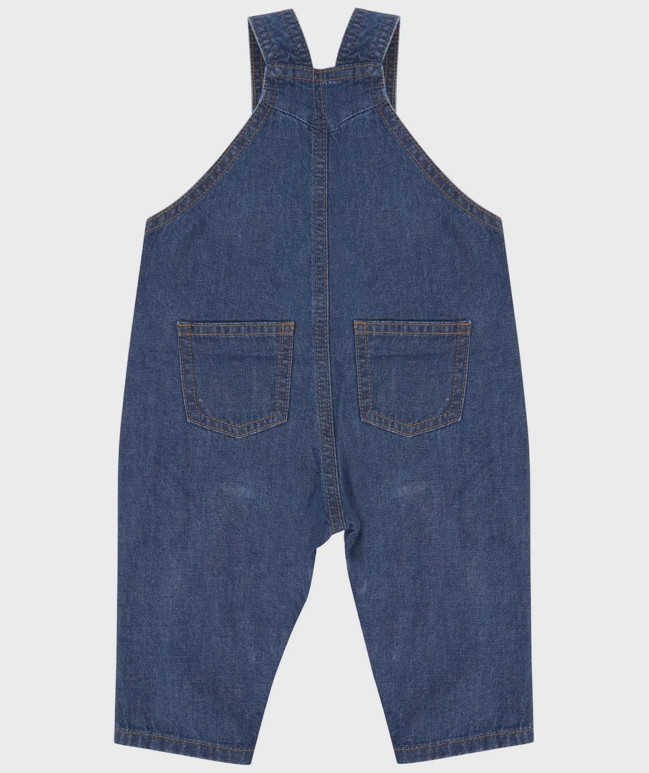 Embroidered Puppy Personalised Name Baby & Toddler Cotton Denim Dungarees Custom Girls Boys