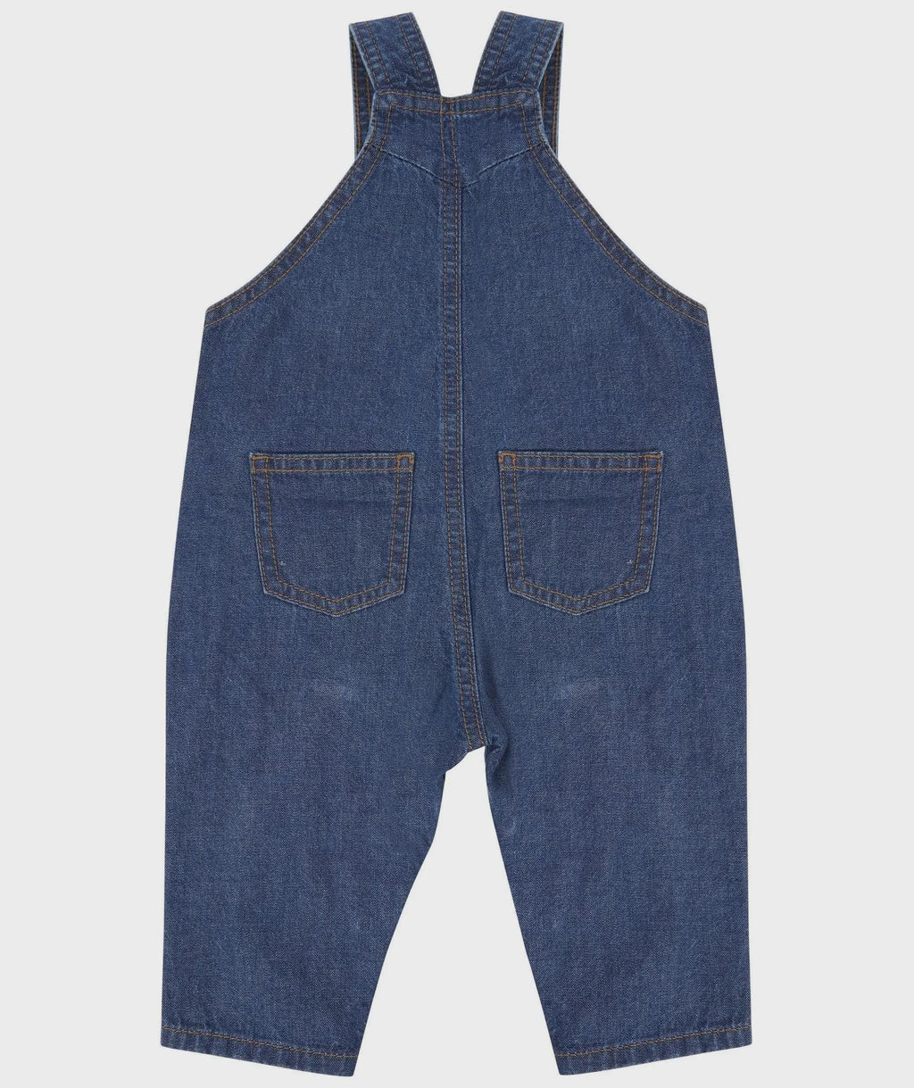Embroidered Teddy Bear Personalised Name Baby & Toddler Cotton Denim Dungarees Custom Outfit