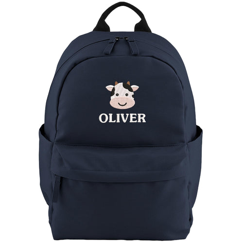 Embroidered Cow Personalised Name Small Backpack Kids Custom School Rucksack Boys Nursery Bag