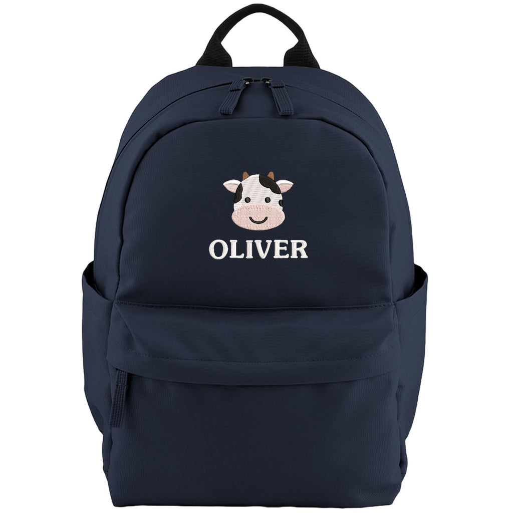 Embroidered Cow Personalised Name Small Backpack Kids Custom School Rucksack Boys Nursery Bag