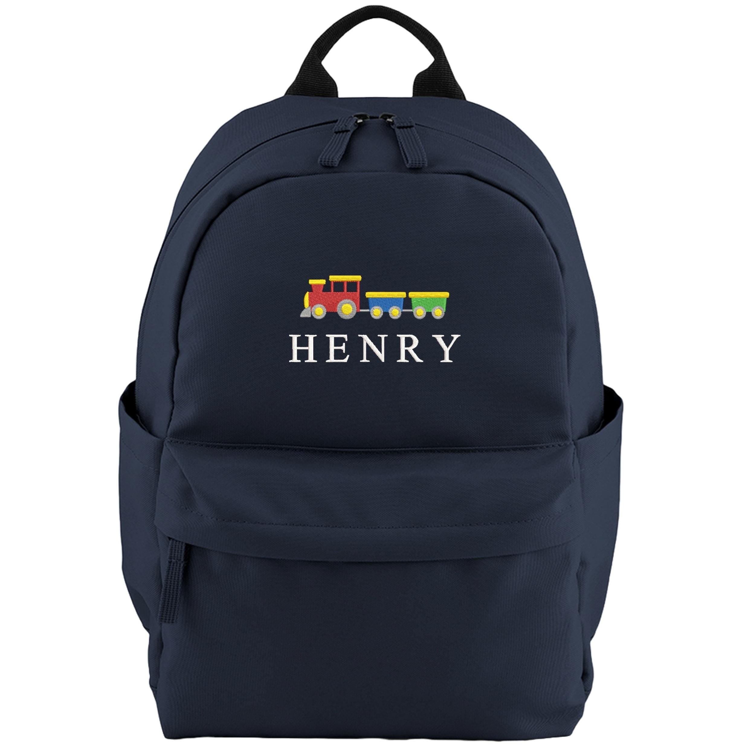 Embroidered Kids Train Personalised Name Small Backpack Boys Custom School Rucksack Nursery Bag