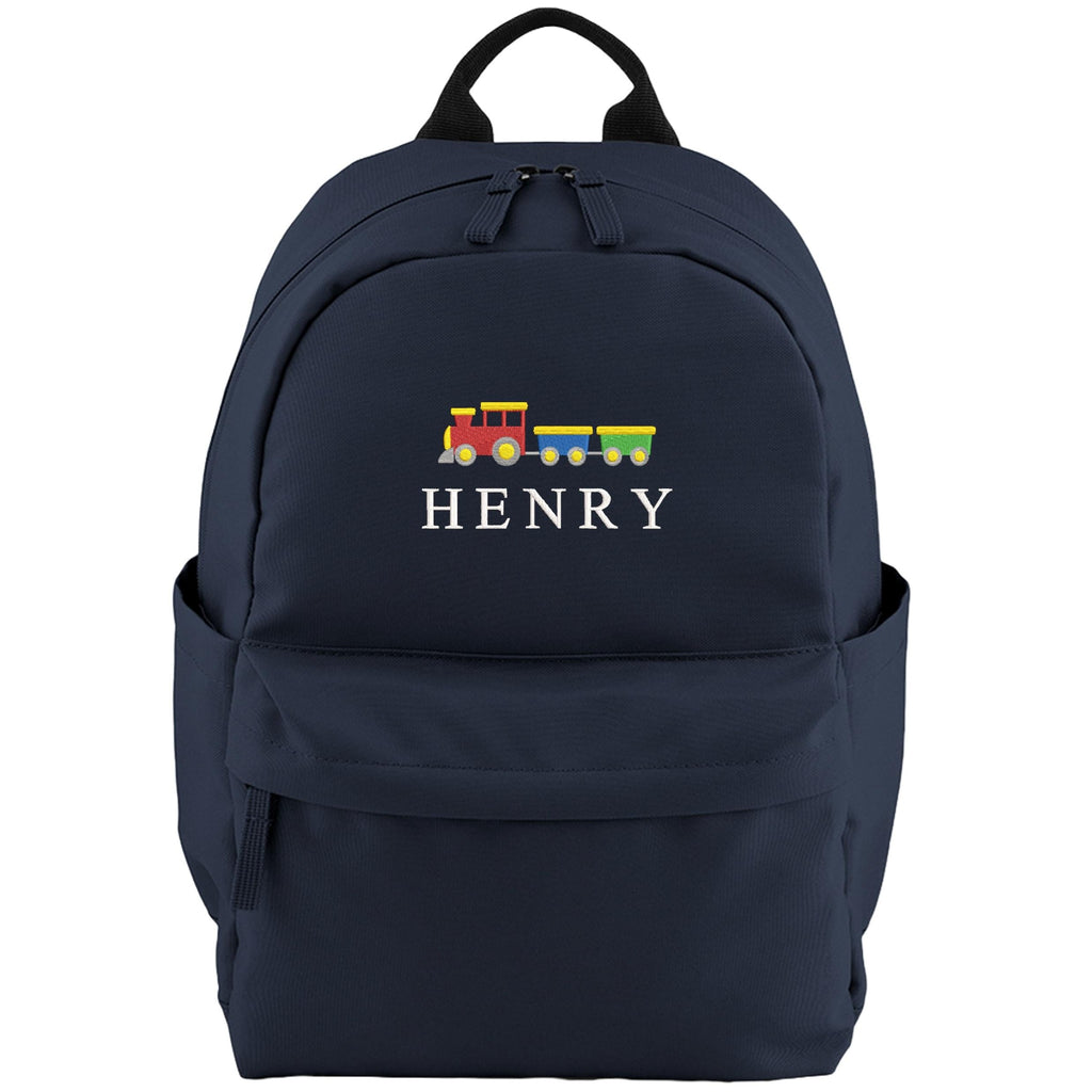Embroidered Kids Train Personalised Name Small Backpack Boys Custom School Rucksack Nursery Bag