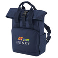 Embroidered Kids Train Personalised Name Mini Roll Top Backpack Boys Custom School Rucksack Nursery Bag