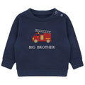 Embroidered Fire Engine Truck Big & Little Brother Boys Sustainable Sweatshirts Navy Toddler Kids New Matching Siblings