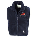 Embroidered Fire Engine Truck Personalised Name Boys Fleece Bodywarmer Navy Kids Custom Text Jacket Coat