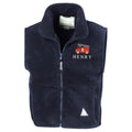 Embroidered Fire Engine Truck Personalised Name Boys Fleece Bodywarmer Navy Kids Custom Text Jacket Coat