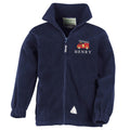 Embroidered Fire Engine Truck Personalised Name Boys Fleece Jacket Navy Kids Custom Text Coat