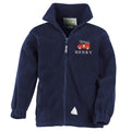 Embroidered Fire Engine Truck Personalised Name Boys Fleece Jacket Navy Kids Custom Text Coat