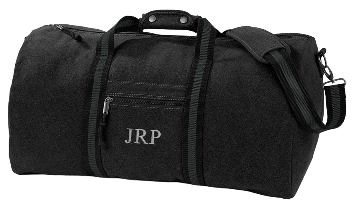 Embroidered Personalised Initials Monogram Vintage Canvas Holdall Weekend Overnighter Bag