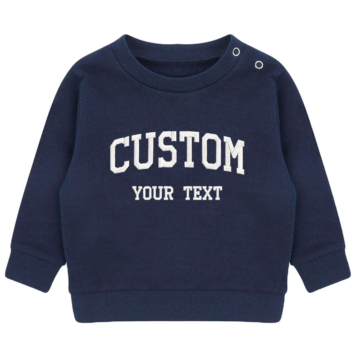 Embroidered Personalised Varsity College Your Text Boys & Girls Sustainable Sweatshirts Baby and Toddler Custom Design Jumper Gift
