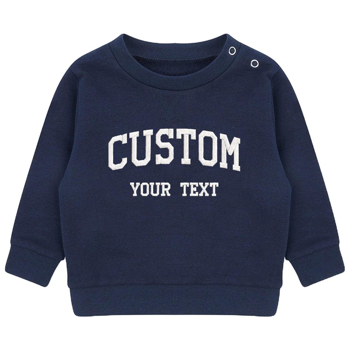 Embroidered Personalised Varsity College Your Text Boys & Girls Sustainable Sweatshirts Baby and Toddler Custom Design Jumper Gift