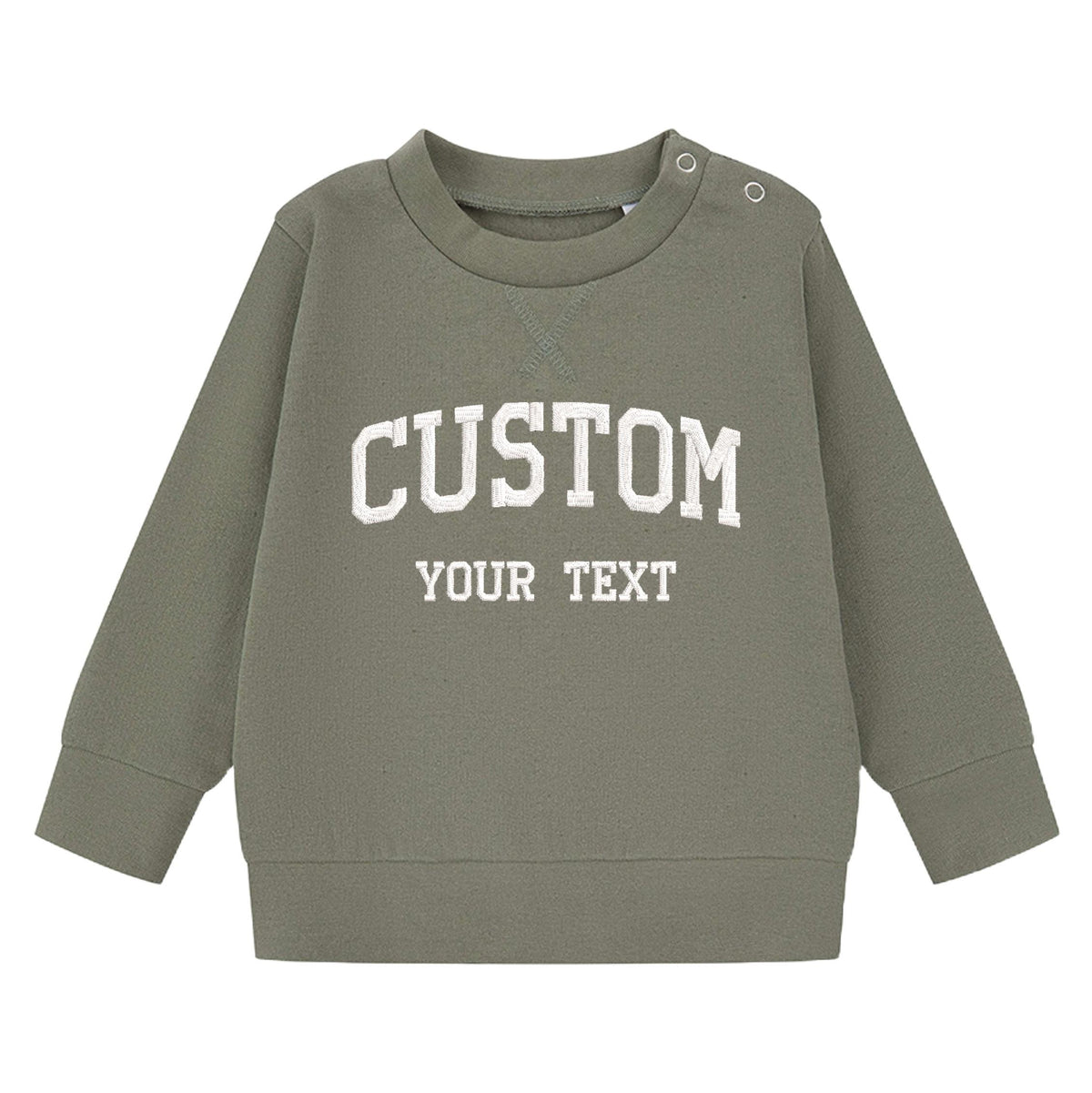 Embroidered Personalised Varsity College Your Text Boys & Girls Sustainable Sweatshirts Baby and Toddler Custom Design Jumper Gift
