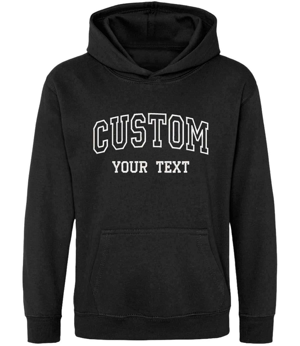 Embroidered Personalised College Varsity Text Hoodie (Kids & Adults Sizes) Custom Name Your Design Girls Boys Ladies Mens
