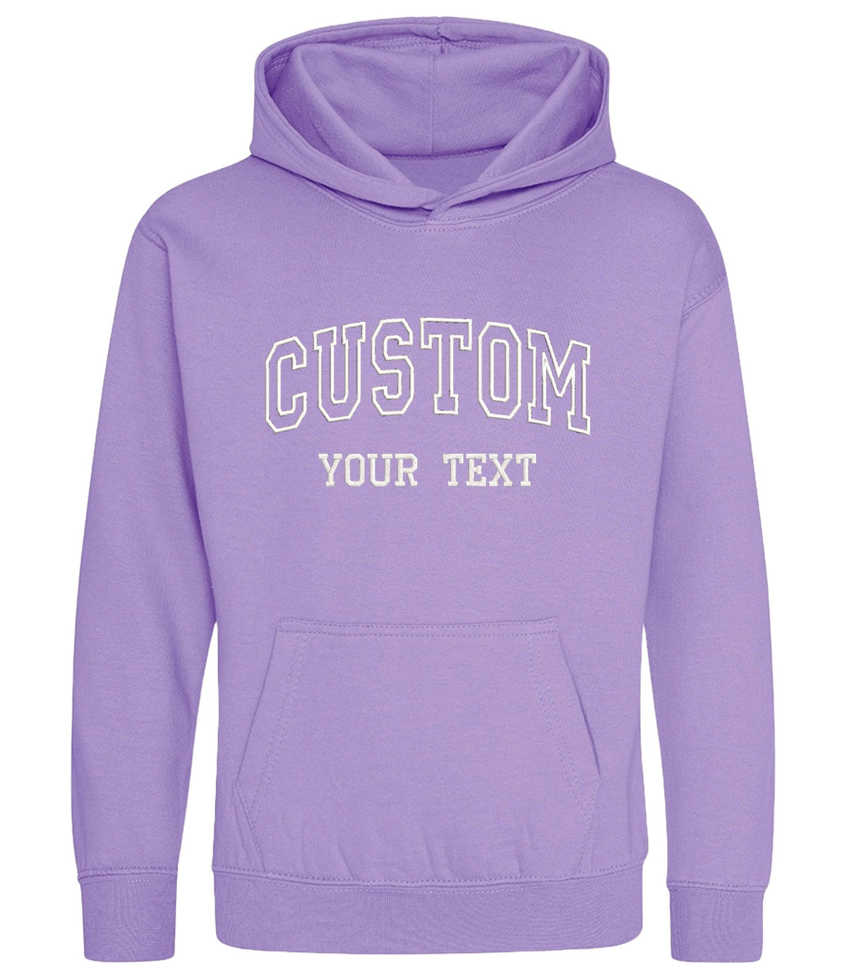 Embroidered Personalised College Varsity Text Hoodie (Kids & Adults Sizes) Custom Name Your Design Girls Boys Ladies Mens