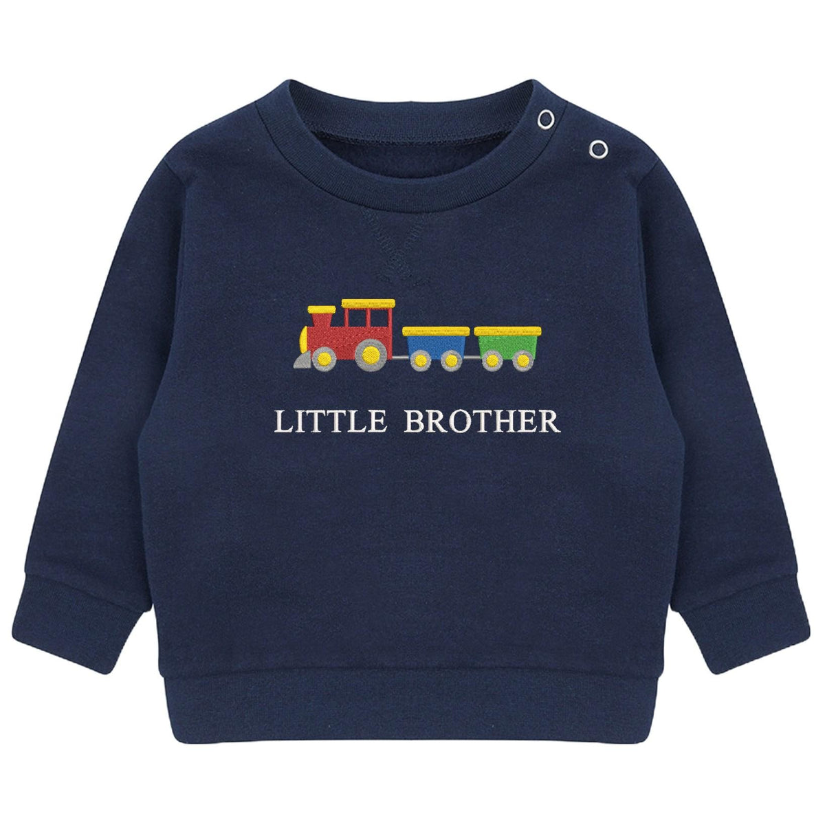 Embroidered Train Big & Little Brother Boys Sustainable Sweatshirts Navy Toddler Kids New Matching Siblings