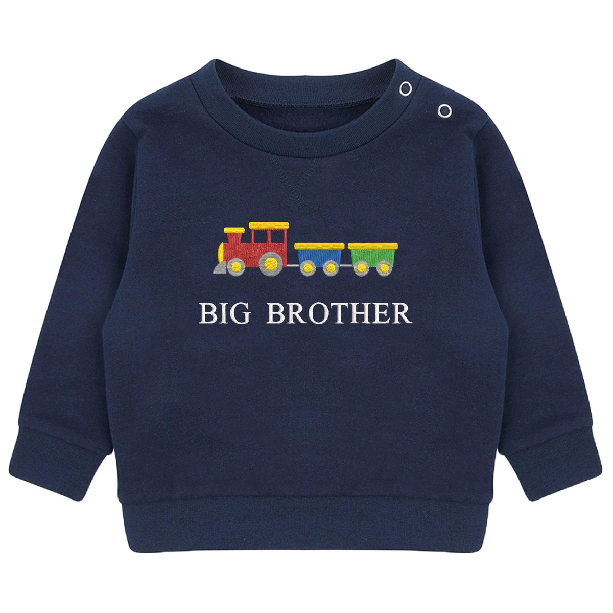 Embroidered Train Big & Little Brother Boys Sustainable Sweatshirts Navy Toddler Kids New Matching Siblings