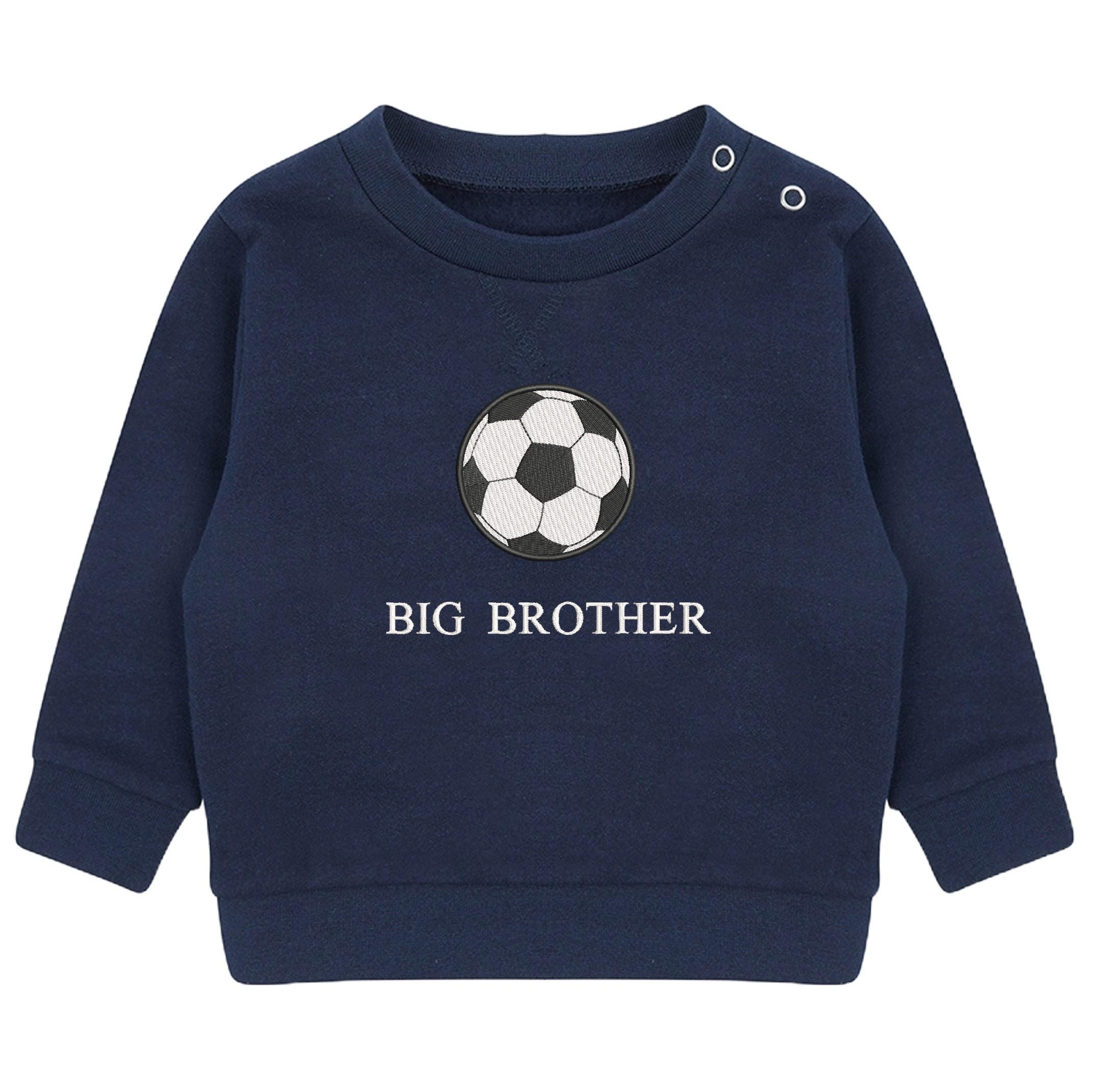 Embroidered Football Big & Little Brother Boys Sustainable Sweatshirts Navy Toddler Kids New Matching Siblings